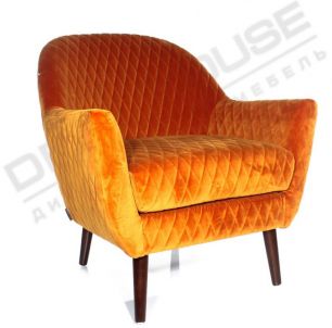 Кресло DeepHouse Бенилюкс оранжевый бархат + темное дерево для кафе, ресторана, дома, кухни