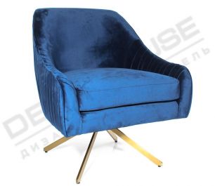 Кресло DeepHouse Бонн вращающееся синий бархат + металл под золото для кафе, ресторана, дома, кухни