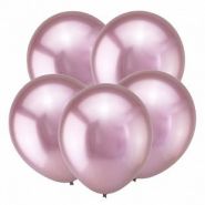 Розовый, Зеркальные шары, 12", 50 шт (Турция)