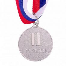Медаль призовая "2 место" Серебряная, 4,5 см