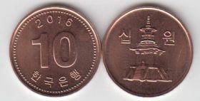 Южная Корея 10 вон 2006-2022 UNC