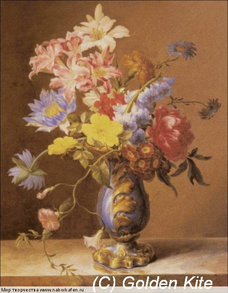 655 Flowers In A Blue Vase