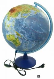 Интерактивный глобус Земли купить. Глобус физико-политический, с подсветкой, 320 мм. Рекомендован по системе Тюленева