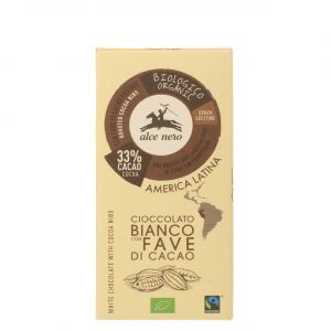 Белый шоколад с дроблеными зернами какао БИО Alce Nero Cioccolato Bianco Biologico - 100 г (Италия)