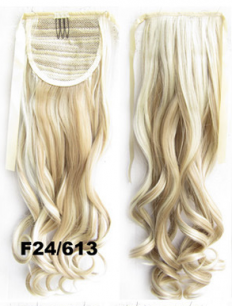 Искусственные термостойкие волосы - хвост волнистые №F24/613 (55 см) -  80 гр.