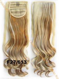 Искусственные термостойкие волосы - хвост волнистые №F27/613 (55 см) -  80 гр.