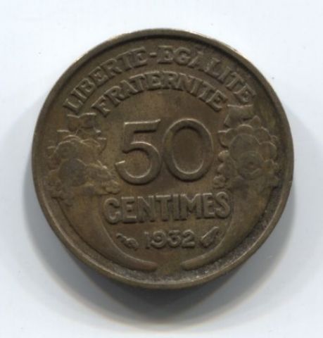 50 сантимов 1932 года Франция
