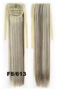 Искусственные термостойкие волосы - хвост прямые №F8/613 (55 см) -  80 гр.