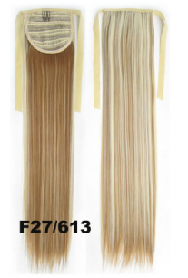 Искусственные термостойкие волосы - хвост прямые №F27/613 (55 см) -  80 гр.