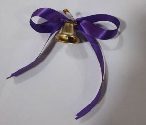 Колокольчик золотой с булавкой и лентой Фиолетовый, 26мм х 30мм