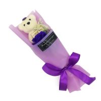 Мыльная роза с мишкой в упаковке (цвет фиолетовый)_1
