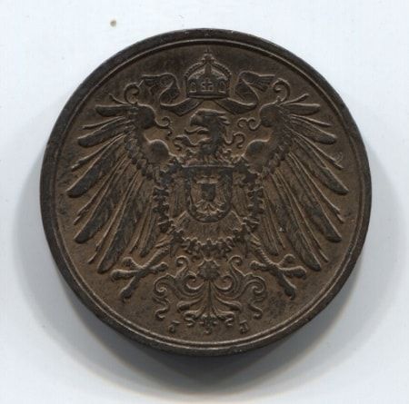 2 пфеннига 1911 года J Германия XF+