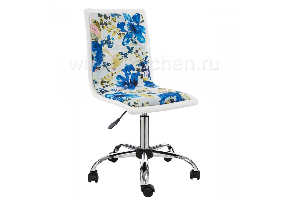 Стул Компьютерное кресло Mis white / flowers fabric