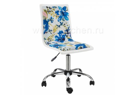 Стул Компьютерное кресло Mis white / flowers fabric