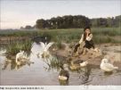 1820 Ukrainian Girl Tending Geese