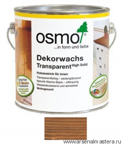 OSMO ДЕШЕВЛЕ! Прозрачная краска на основе цветных масел и воска для внутренних работ Osmo Dekorwachs Transparent Granitgrau 3166 Орех 2,5 л Osmo-3166-2.5 10100083