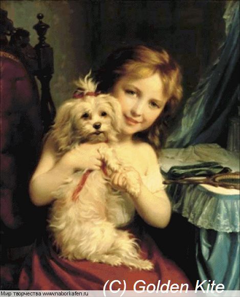 2215 A Young Girl with a Bichon Frise