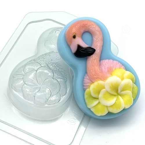 Форма пластиковая для мыла и шоколада " Фламинго с цветами"