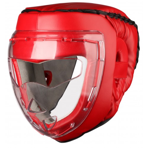 Шлем боксерский с защитной маской INDIGO PS-832 красный