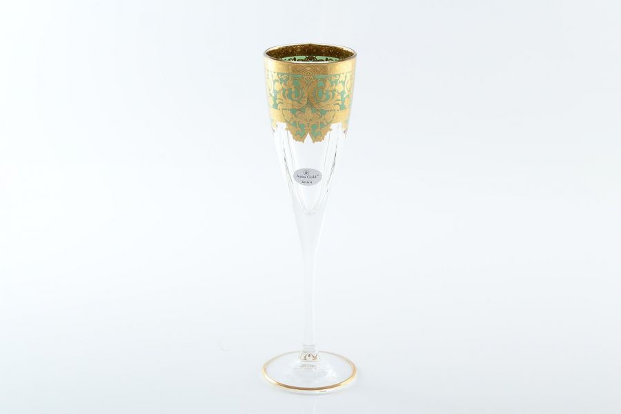 Набор фужеров для шампанского 170 мл "Natalia Golden" Turquoise D., 6 шт.