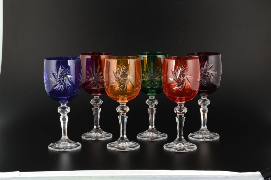Набор бокалов для вина 220 мл "Цветной хрусталь", 6 шт.