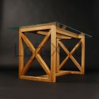 Обеденный стол  - "XO" из массива дуба со стеклянной столешницей