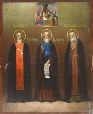 Икона Троица со Св.Даниил Сергей Радонежский Серафим Саровский