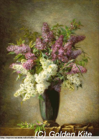 s1885 A Still Life with Lilacs in a Vase - Solid colors