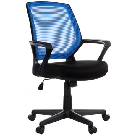 Кресло компьютерное Helmi HL-M02 "Step", ткань, спинка сетка синяя/сиденье TW черная, механизм качания