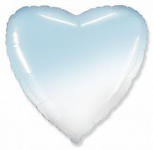 Шар (18''/46 см) Сердце, Голубой, Градиент, 1 шт., Flexmetal