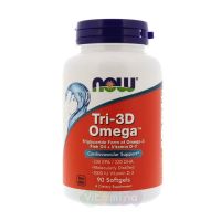 Now Foods Tri-3D Omega, Омега 3 с Витамином Д3, 90 капс.