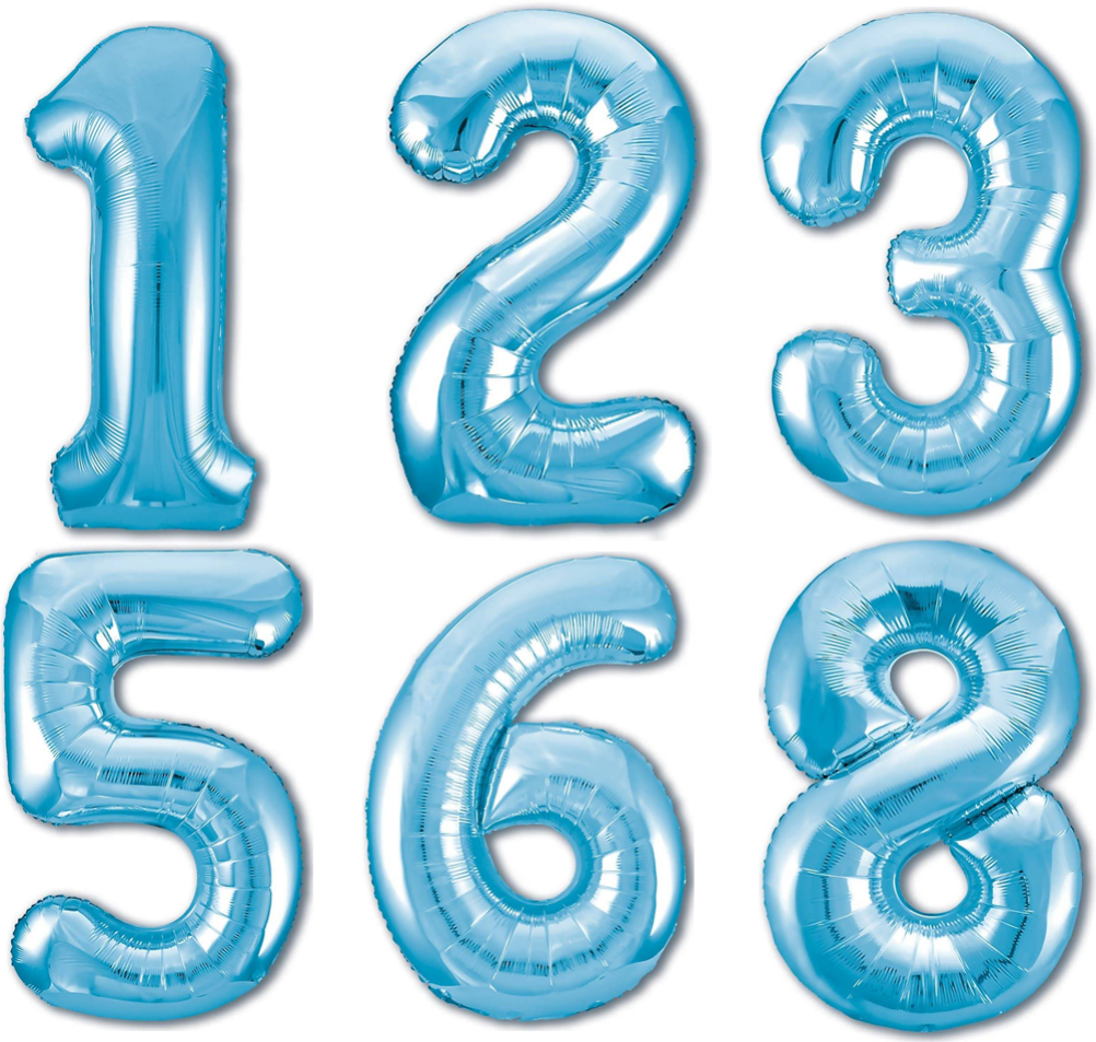 Цифра голубая шар фольгированный с гелием