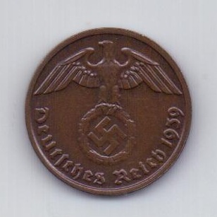 2 пфеннига 1939 года AUNC E Германия