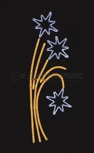 Фигура (дюралайт) ''Звездный фейерверк'' 85*175см, белый/желтый, IP44, Neon-night 501-336