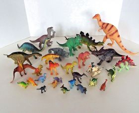 Набор динозавров игрушки 25 штук в кейсе и красками для расскрашивания