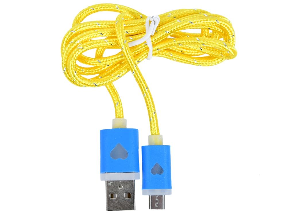 Кабель Gmini GM-LDC-200YA, USB-microUSB с индикатором заряда, 1м, жёлтый