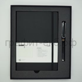 Набор Lamy Safari Ручка перьевая F + книжка записная А5 черный