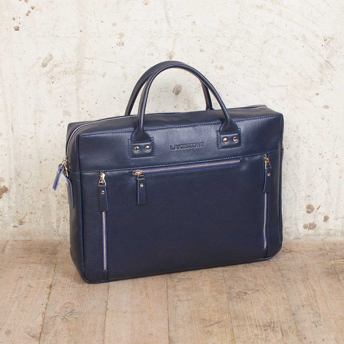 Синяя мужская сумка. Кожаная деловая сумка для ноутбука Barossa Black.