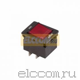 Выключатель - автомат клавишный 250V 10А (4с) RESET-OFF красный с подсветкой (IRS-2-R15)