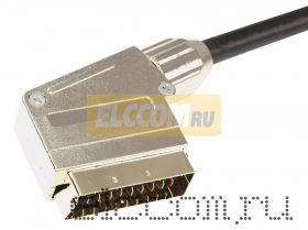 Шнур SCART Plug - SCART Plug 21pin 5М (GOLD) - Металл REXANT