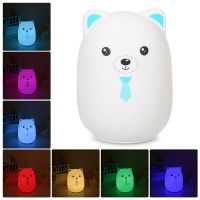 Мягкий Силиконовый Ночник Colorful Silicone Lamp, Голубой Мишка с галстуком_2