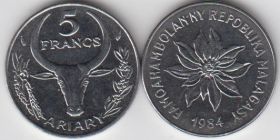 Мадагаскар 5 франков  1986 UNC