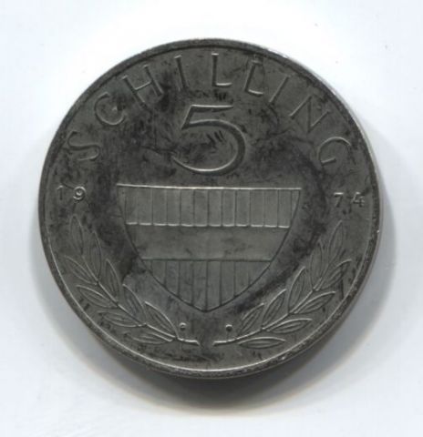 5 шиллингов 1974 года Австрия UNC