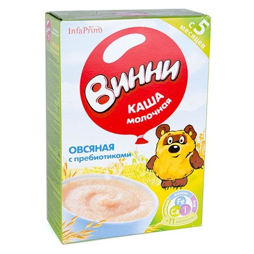 Каша Винни 200г Молочная Овсяная+пребиот., д/дет.с 5мес.