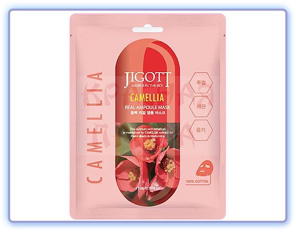 Маска тканевая ампульная c экстрактом камелии Jigott Camellia Real Ampoule Mask