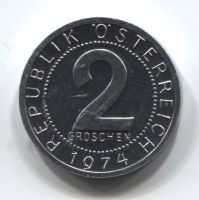 2 гроша 1974 года Австрия UNC
