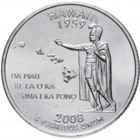 ХАЛЯВА!!! 25 центов США 2008г - Штат Гавайи, VF- Серия Штаты и территории