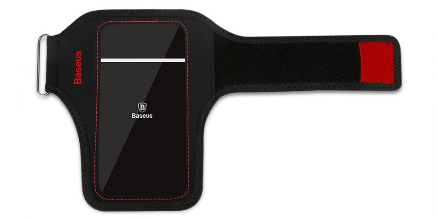 Чехол спортивный на руку Baseus Flexible Wristband (CWYD-A09) для смартфонов 5" (Black/Red)