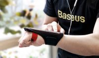 Чехол спортивный на руку Baseus Flexible Wristband (CWYD-A06) для смартфонов 5" (Black/Green) фото3