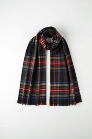 стильный шарф 100% шерсть мериноса,  расцветка королевский клан Стюартов Черный Black Royal Stewart MERINO Tartan , средняя плотность 4
